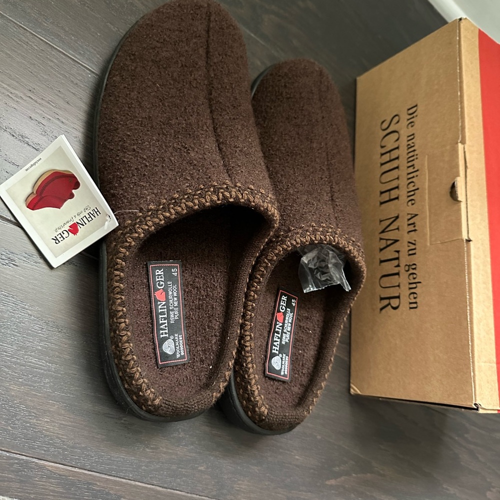 HAFLINGER Unisex chocolate Wool clog size 45 GER 12 US